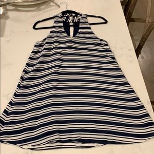 Lulu navy and white striped halter dress